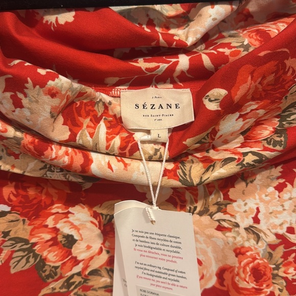 SÉZANE Doriana Bodycon Dress in Red Floral Print sz L NWT - Picture 10 of 11